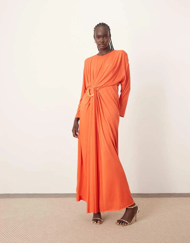 knee length dresses for ladies The Land Of Wonder Gather Neck Hardware Maxi Dress