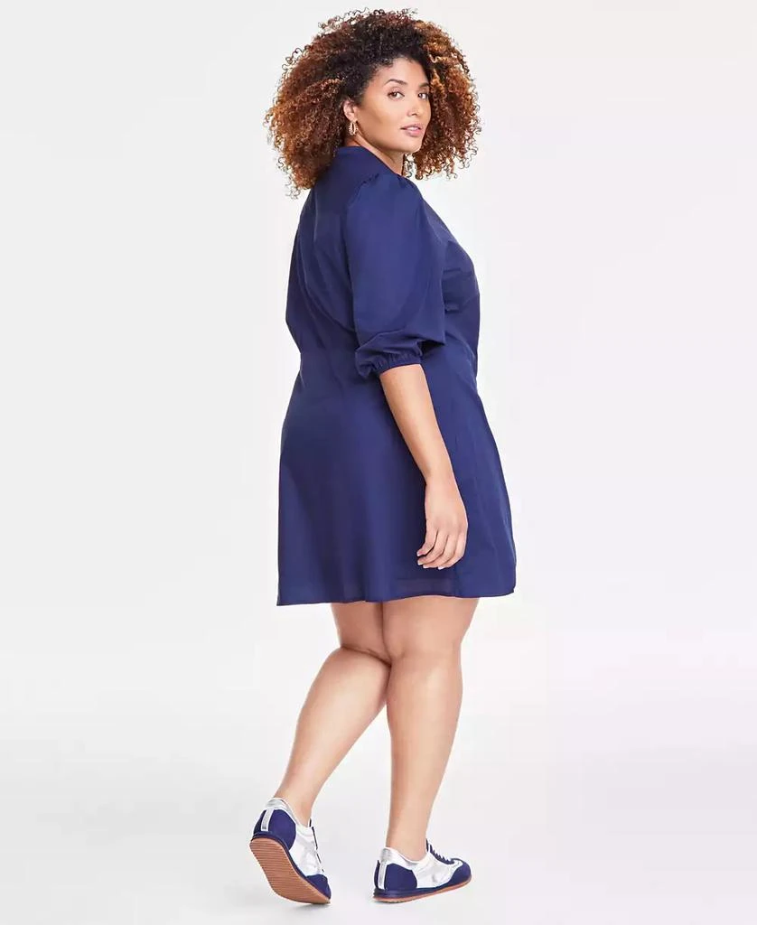 On 34th Trendy Plus Cotton Tie-Front 3/4-Sleeve Shirtdress, Exclusively at Macy's 4