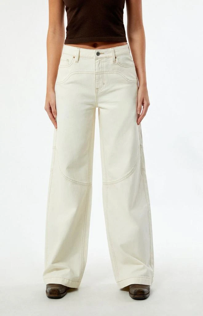 PacSun Jessie Off White Cowboy High Waisted Baggy Jeans 2