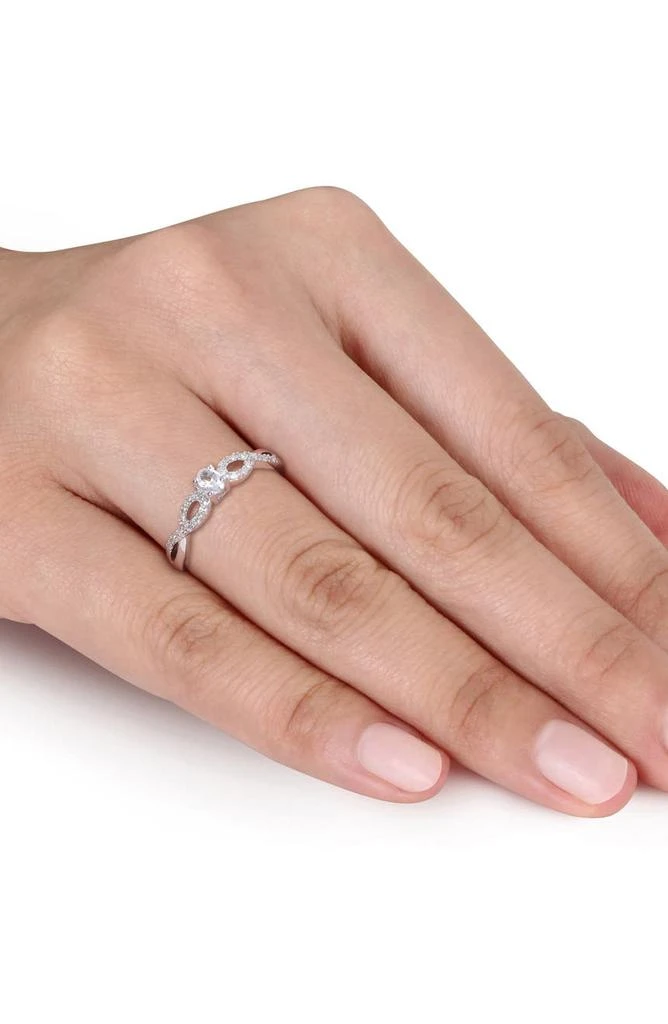 DELMAR Sterling Silver Created White Sapphire 
Diamond Ring - 0.08 ctw 3