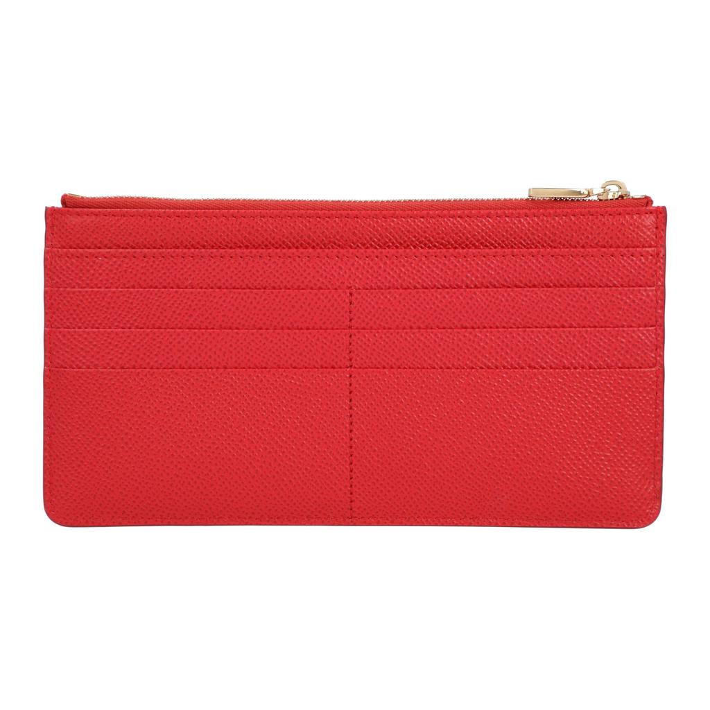 Dolce & Gabbana Dolce & Gabbana Logo-detailed Dauphine leather card case in red