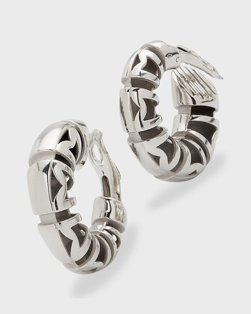 NM Estate Estate Mauboussin 18K White Gold Paris Shrimp Hoop Earrings 3