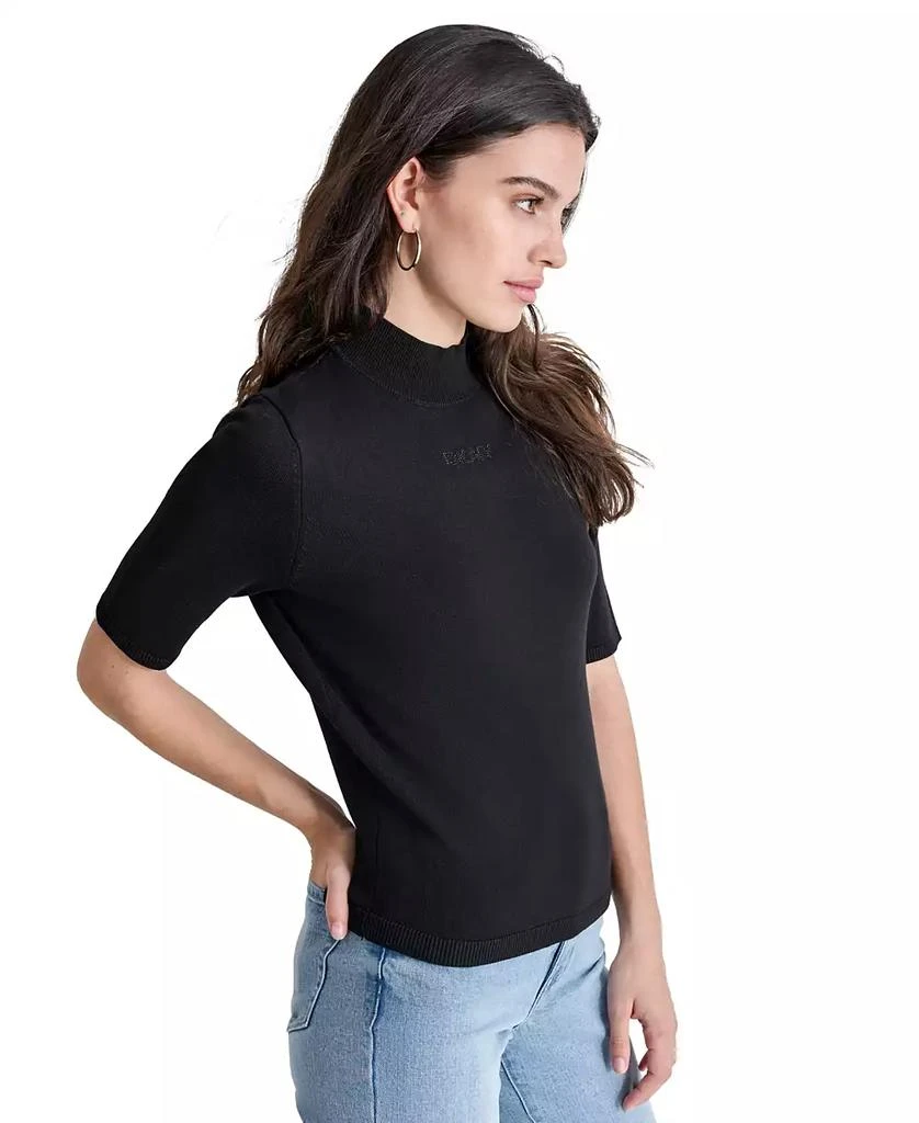 DKNY Petite Mock-Neck Embellished-Logo Sweater 4
