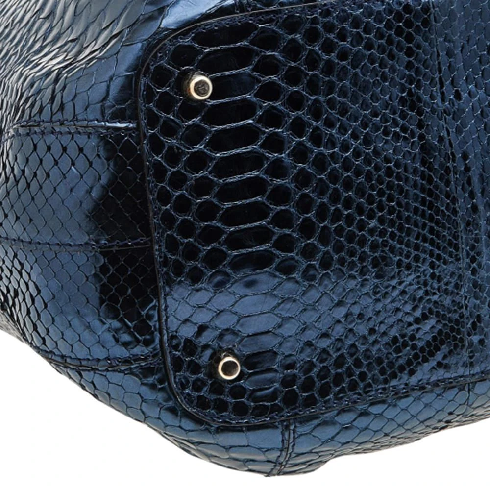 Anya Hindmarch Anya Hindmarch Metallic Blue Python Hector Tote 10