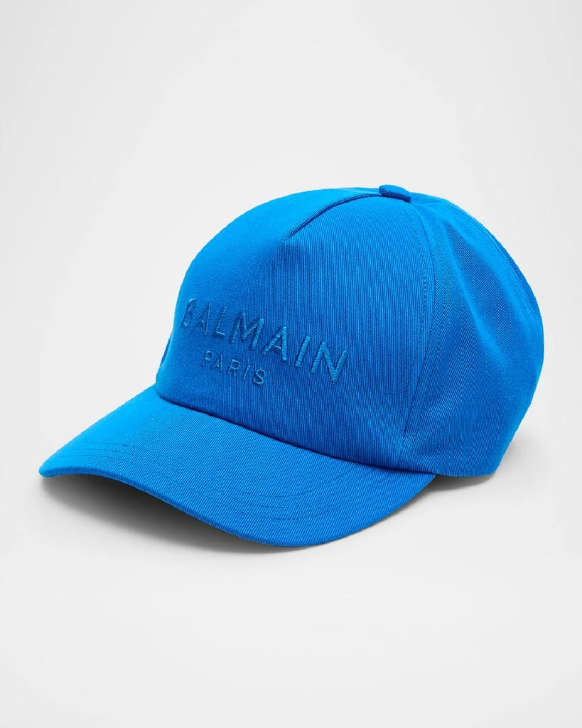 Emb Logo Hat - Balmain - Cotton - Blue Balmain Logo Embroidery Baseball Cap | italist main image 2
