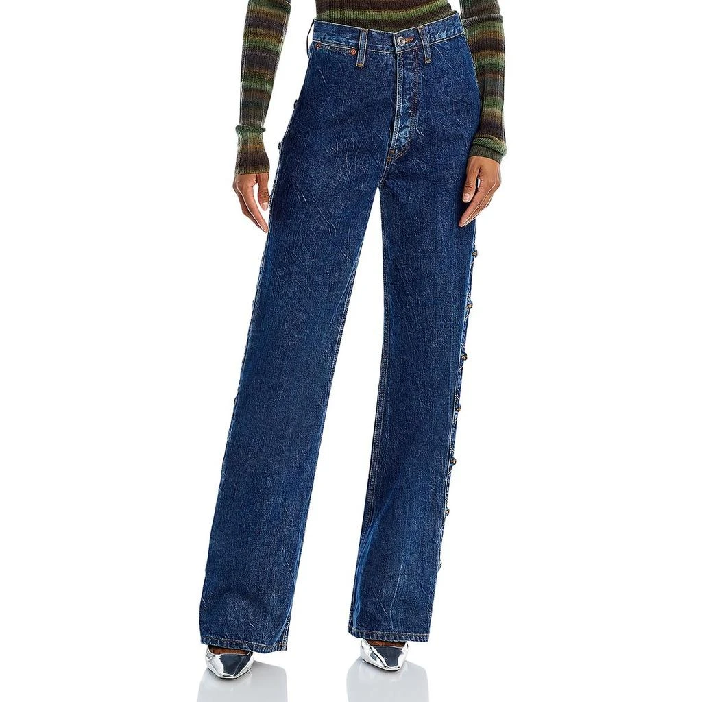 REDONE Western Womens High Rise Dark Wash Straight Leg Jeans 1