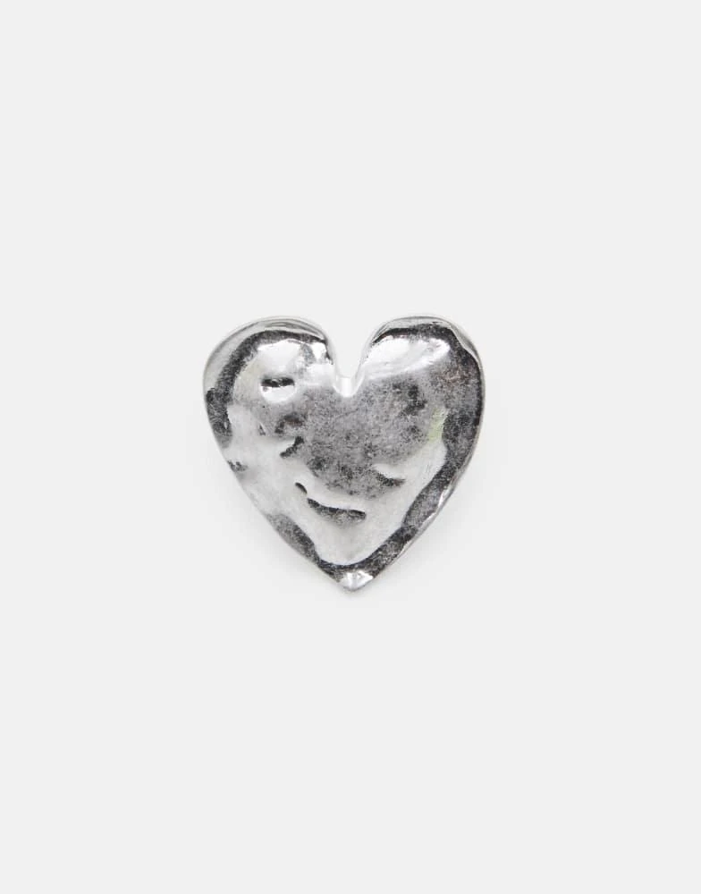 Pull&Bear Pull&Bear Metallic heart ring in silver 2
