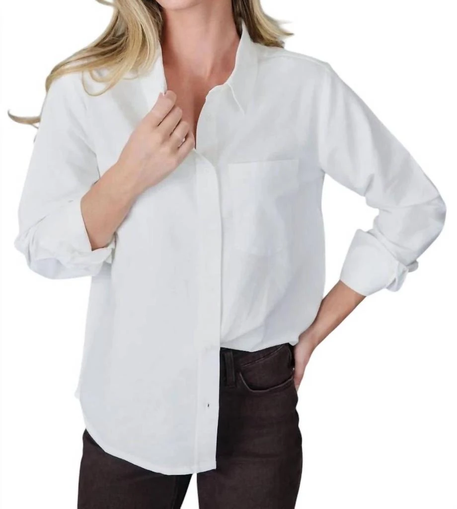 DOWNEAST Sofia Buttoned Down Shirt In Snow White 1