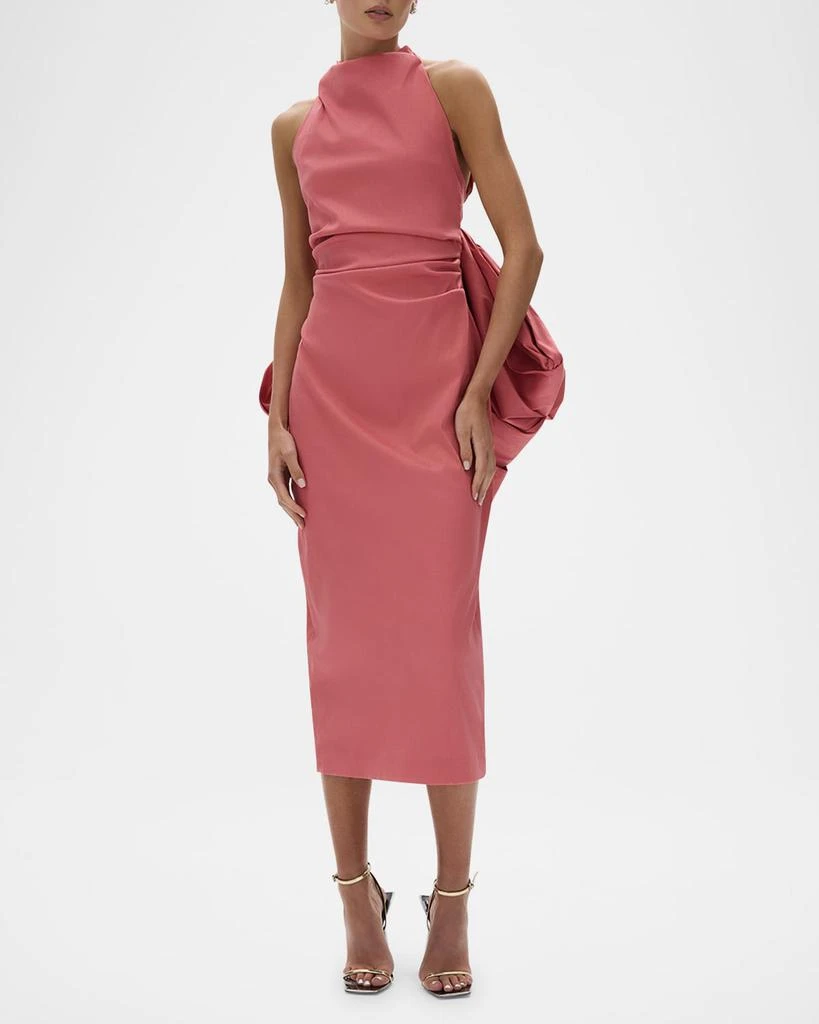 RACHEL GILBERT Lottie Bow Halter Midi Dress 2