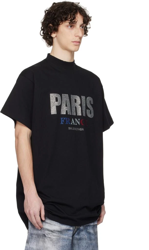 Balenciaga Black 'Paris' Strass Vintage Jersey Oversized T-shirt 2