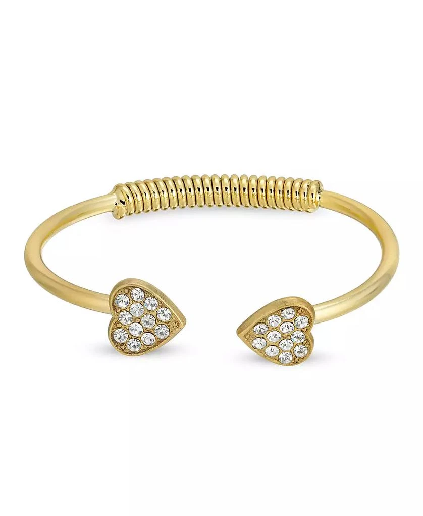 2028 14K Gold-Dipped Pave Crystal Heart Coil Spring C-Cuff Bracelet 1
