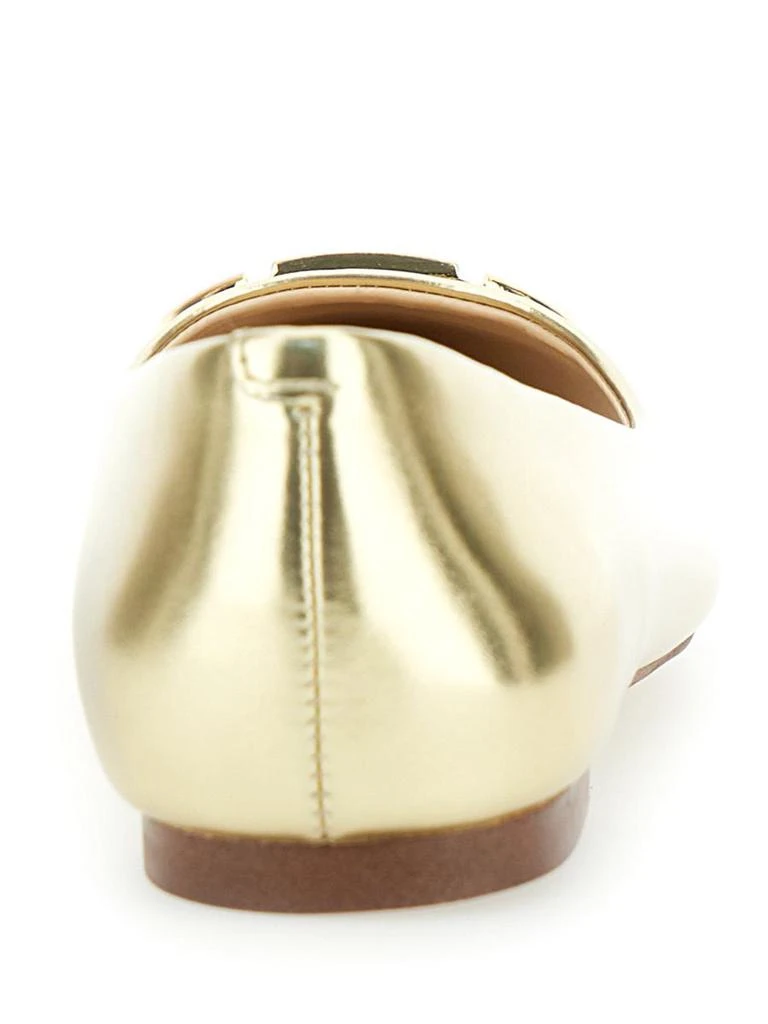 TWINSET Gold Tone Ballet Flats With Oval T Detail In Laminated Leather Woman 4