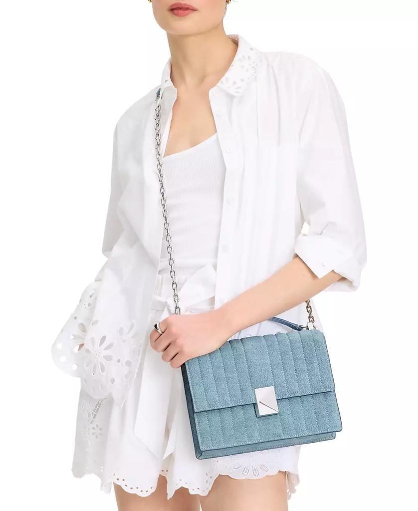 Kate Spade Deco Denim Chain Leather Shoulder Bag