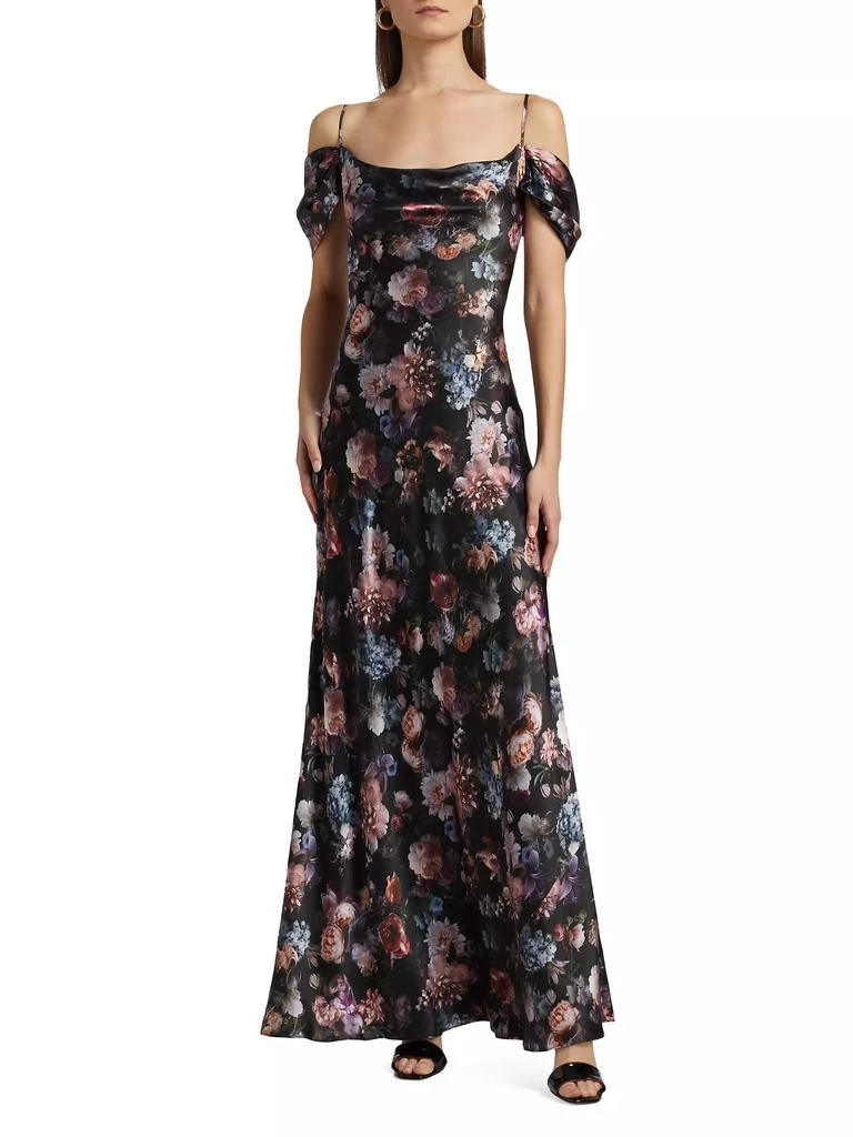 L'Agence Kenna Floral Cold-Shoulder Silk Maxi-Dress 3
