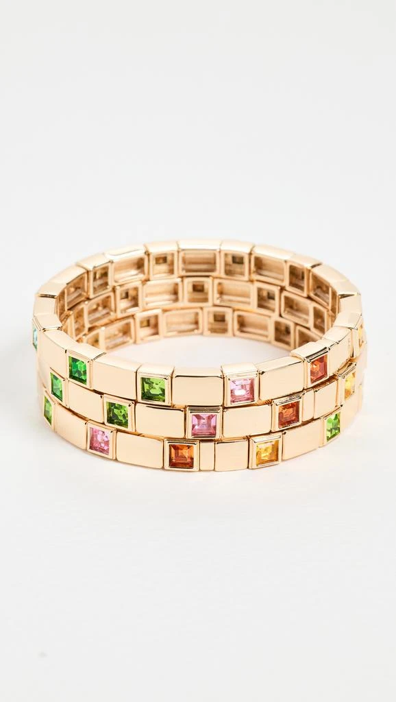 Roxanne Assoulin Square Stone Spaced Chiclet Stretch Bracelet 1