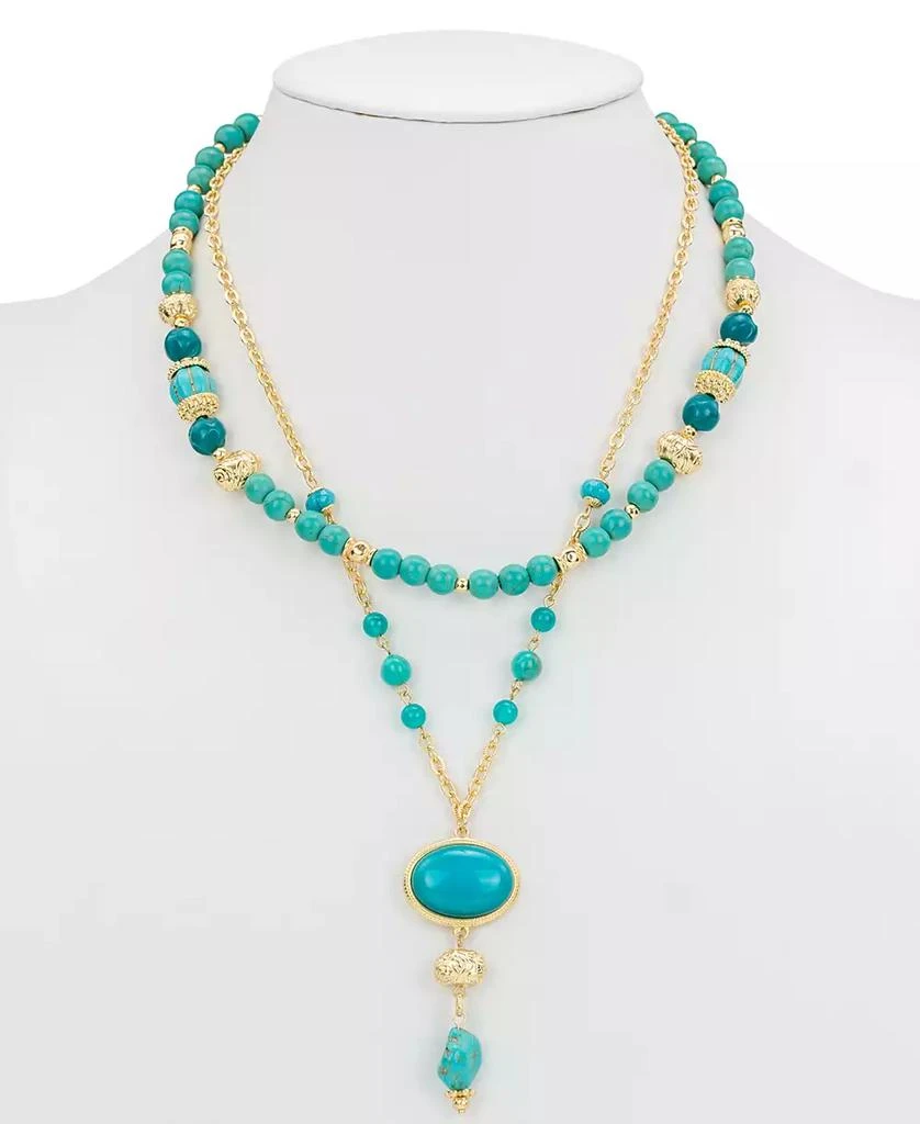 Patricia Nash Gold-Tone Mixed Stone Convertible Layered Lariat Necklace, 18" + 3" extender 2