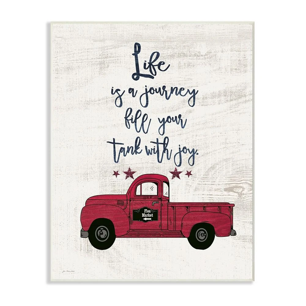 Stupell Industries Fill Your Tank With Joy Vintage-Inspired Truck Illustration Wall Plaque Art, 10" x 15"