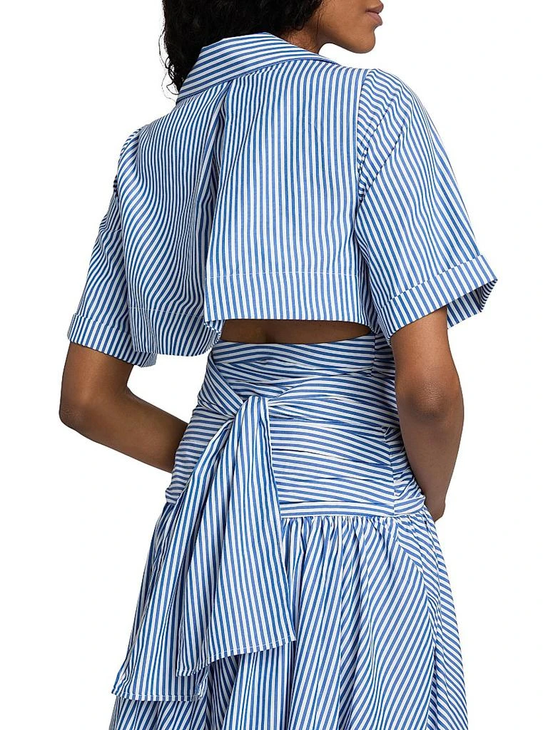 Rosie Assoulin - Rosie Assoulin Tie Shirt Dress in Blue Stripe 4 - Hampden Clothing
