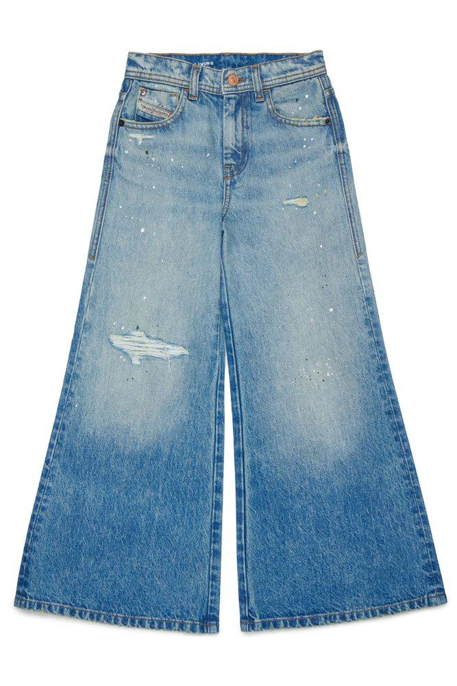 Diesel Diesel Kids Aromy Paint-Splatter Wide-Leg Jeans
