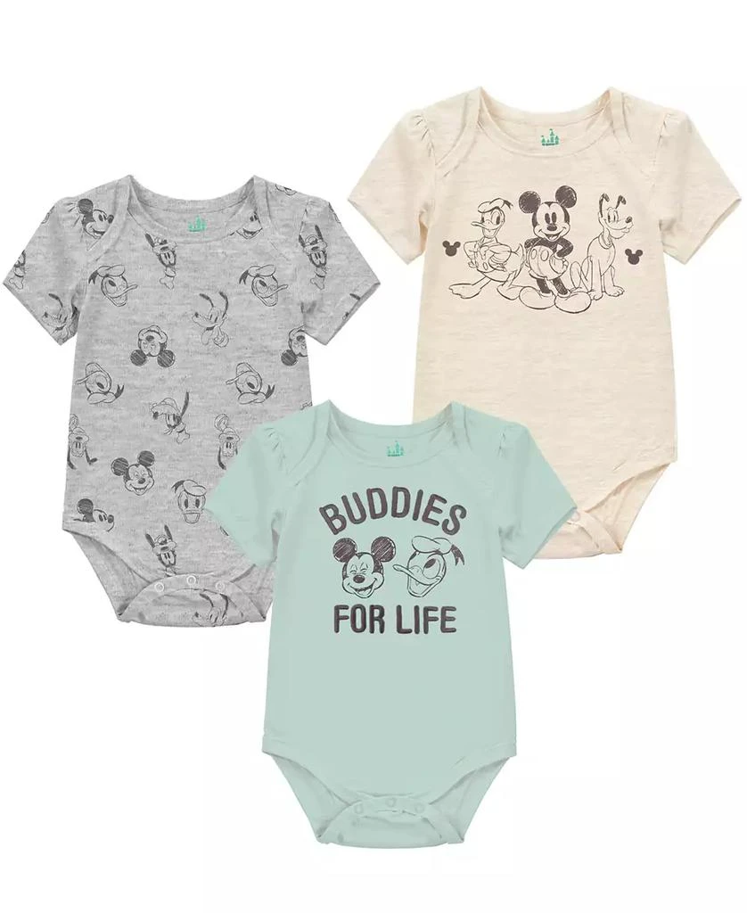 Disney Baby Boys 3-Pack Mickey Mouse Short Sleeve Bodysuit