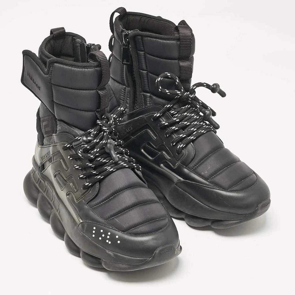 Versace Versace Black Neoprene and Leather Chain Reaction High Top Sneakers Size 41 4