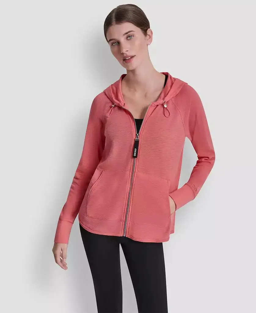 DKNY Women's Lightweight Waffle Zip-Front