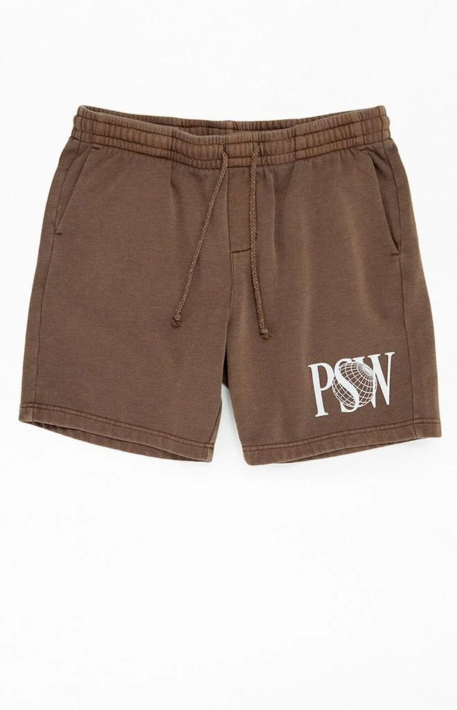 PacSun PSW Brown Fleece Volley Sweat Shorts 1