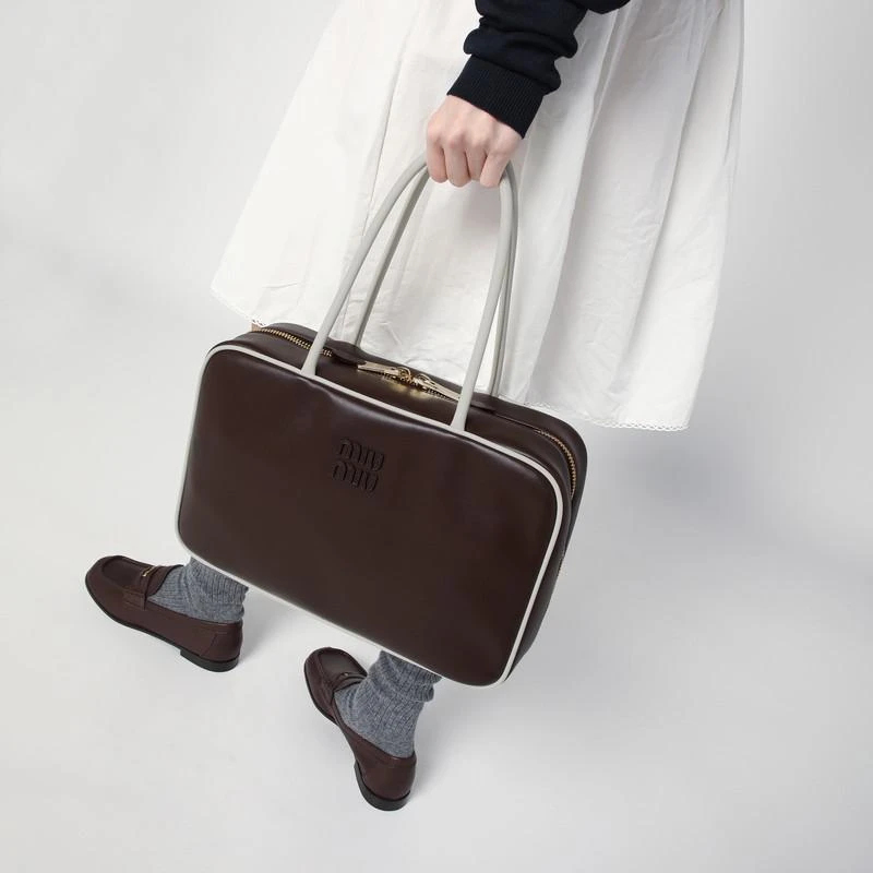 Miu Miu Brown/white leather handbag 2