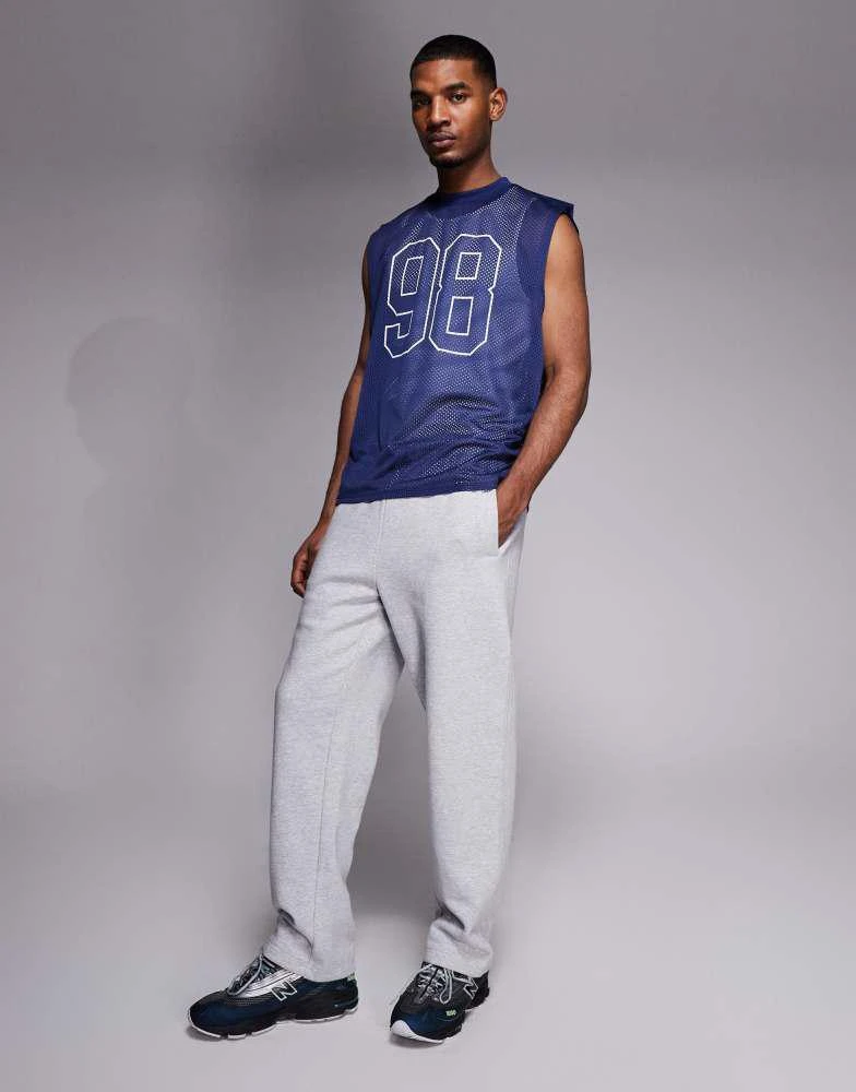 ASOS ASOS DESIGN oversized vest with sports graphic in navy airtex 2