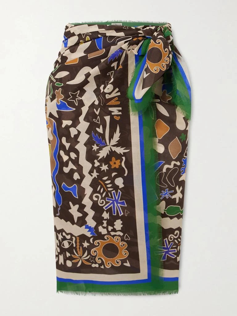 ALÉMAIS Maroc Frayed Printed Organic Cotton-voile Pareo