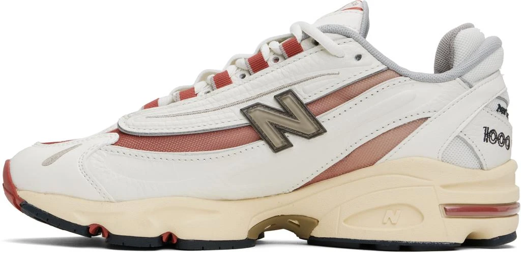 New Balance White & Red 1000 Sneakers 3