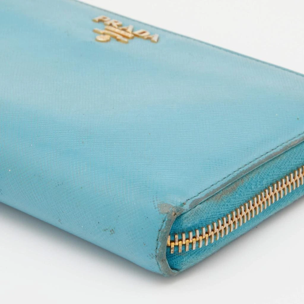 Prada Prada Blue Saffiano Lux Leather Zip Around Wallet 9
