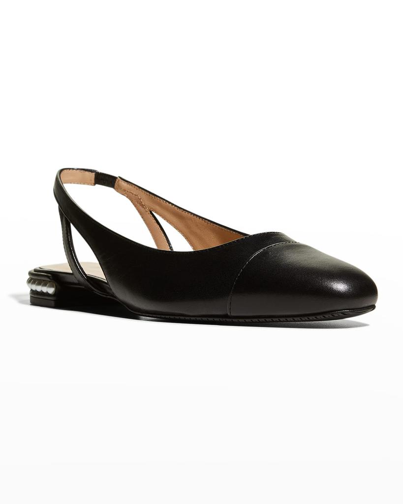 Stuart Weitzman Lambskin Pearly Slingback Ballerina Flats