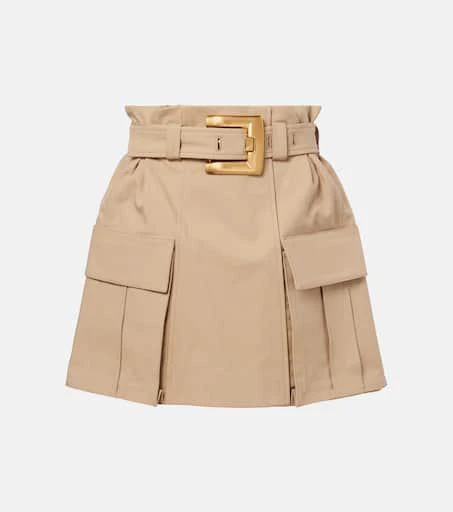 Balmain Belted cotton gabardine miniskirt 1