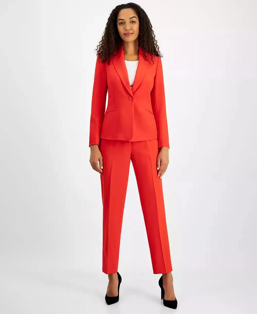 Le Suit Women
s One-Button Straight-Leg Pantsuit, Regular 
Petite 1