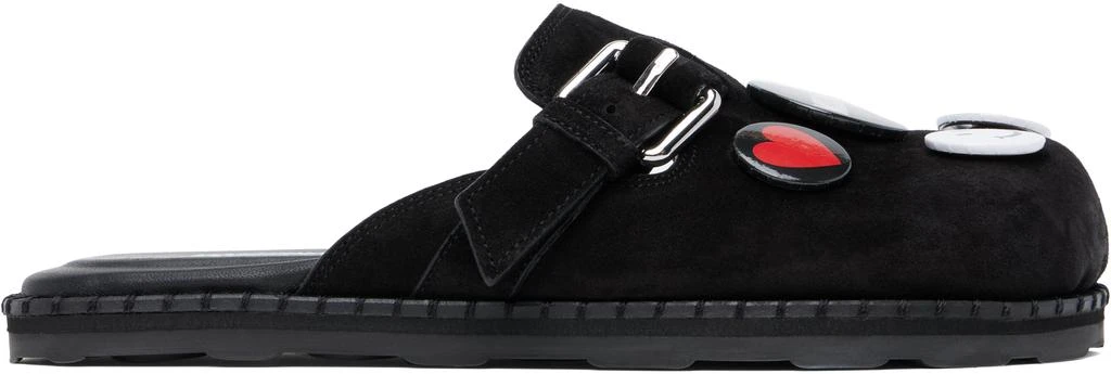 Moschino Black Cow Suede Sporty Mules