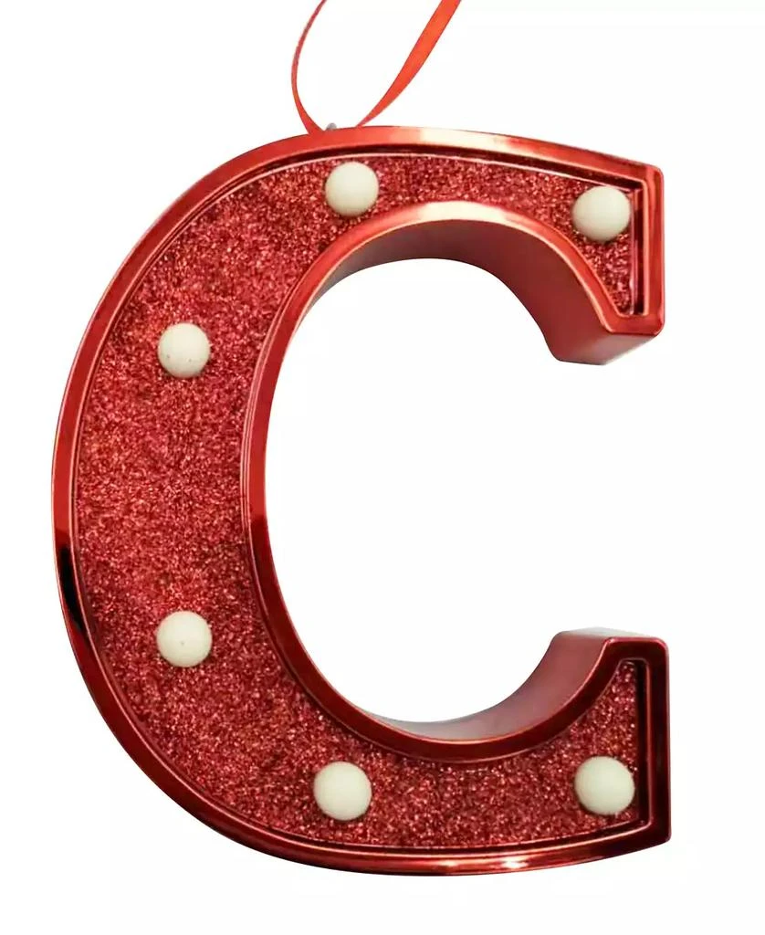 Ganz Light Up Initial Red Glitter Ornament - C 2