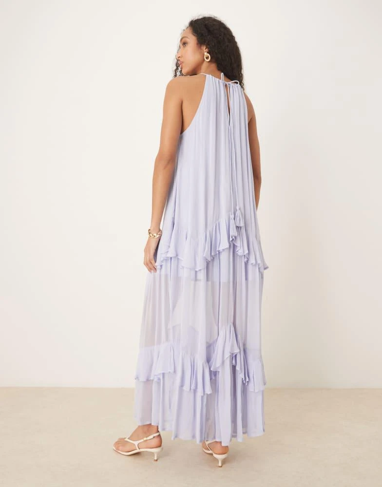ASOS ASOS DESIGN halter tiered ruffle maxi dress in blue 3