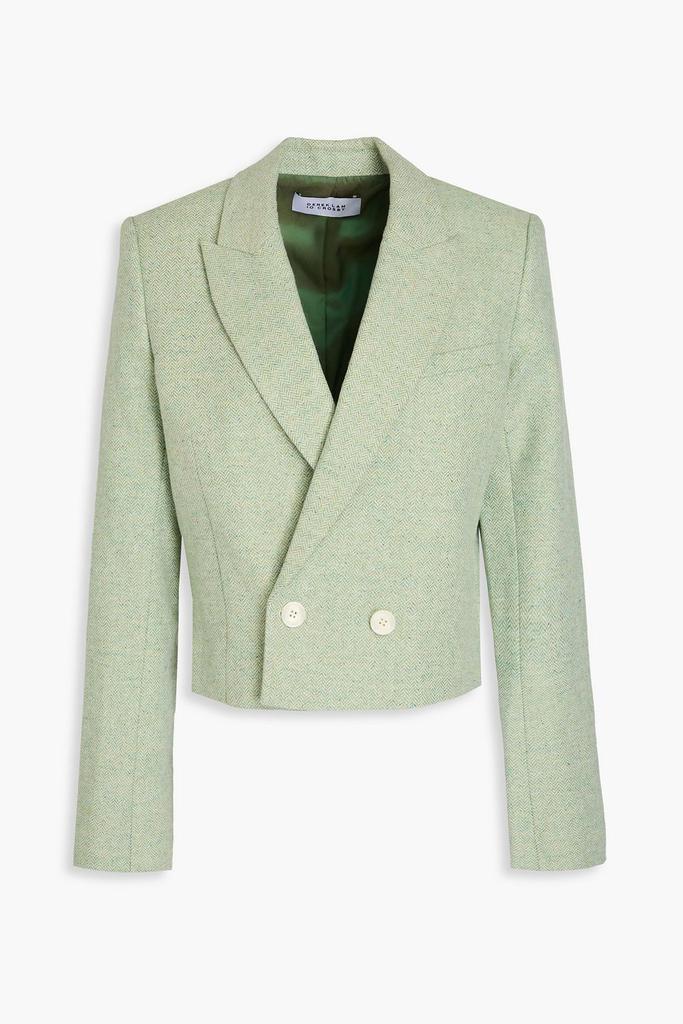 DEREK LAM 10 CROSBY Cropped double-breasted herringbone tweed blazer