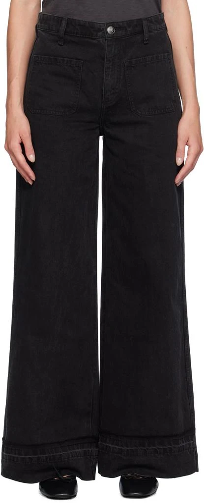 Rag & Bone Black Marina Wide-Leg Jeans 1