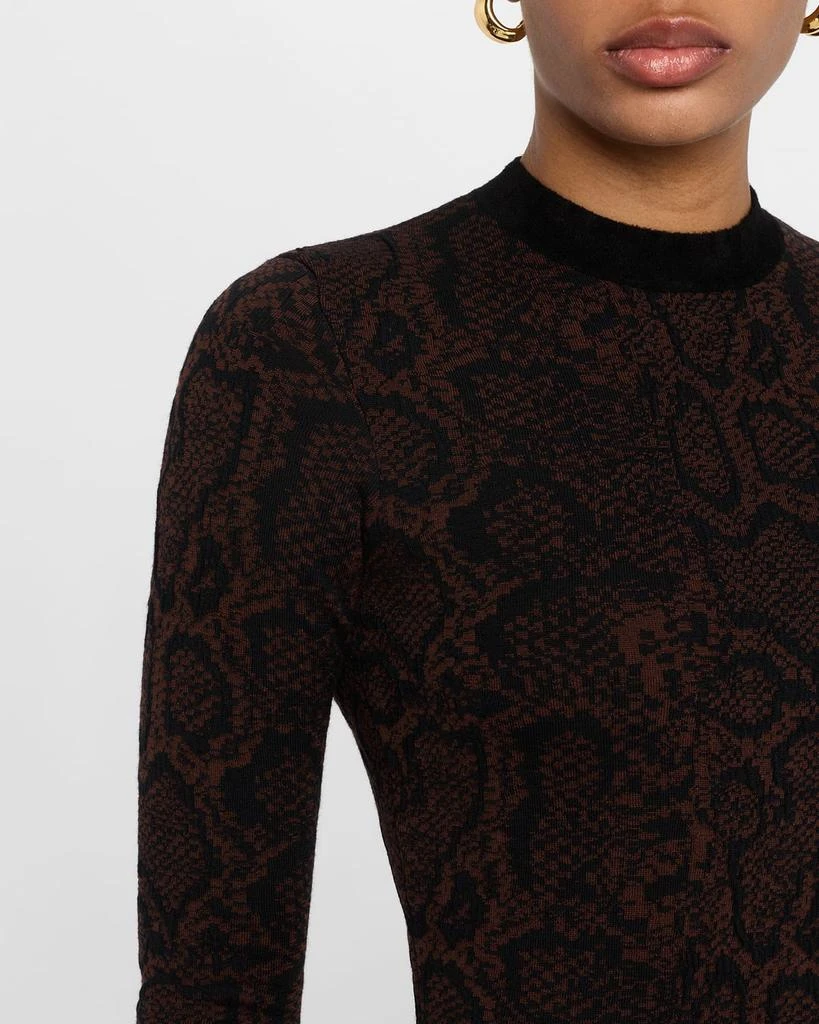 Stella McCartney Textured Snake Jacquard Elbow-Sleeve Top 5