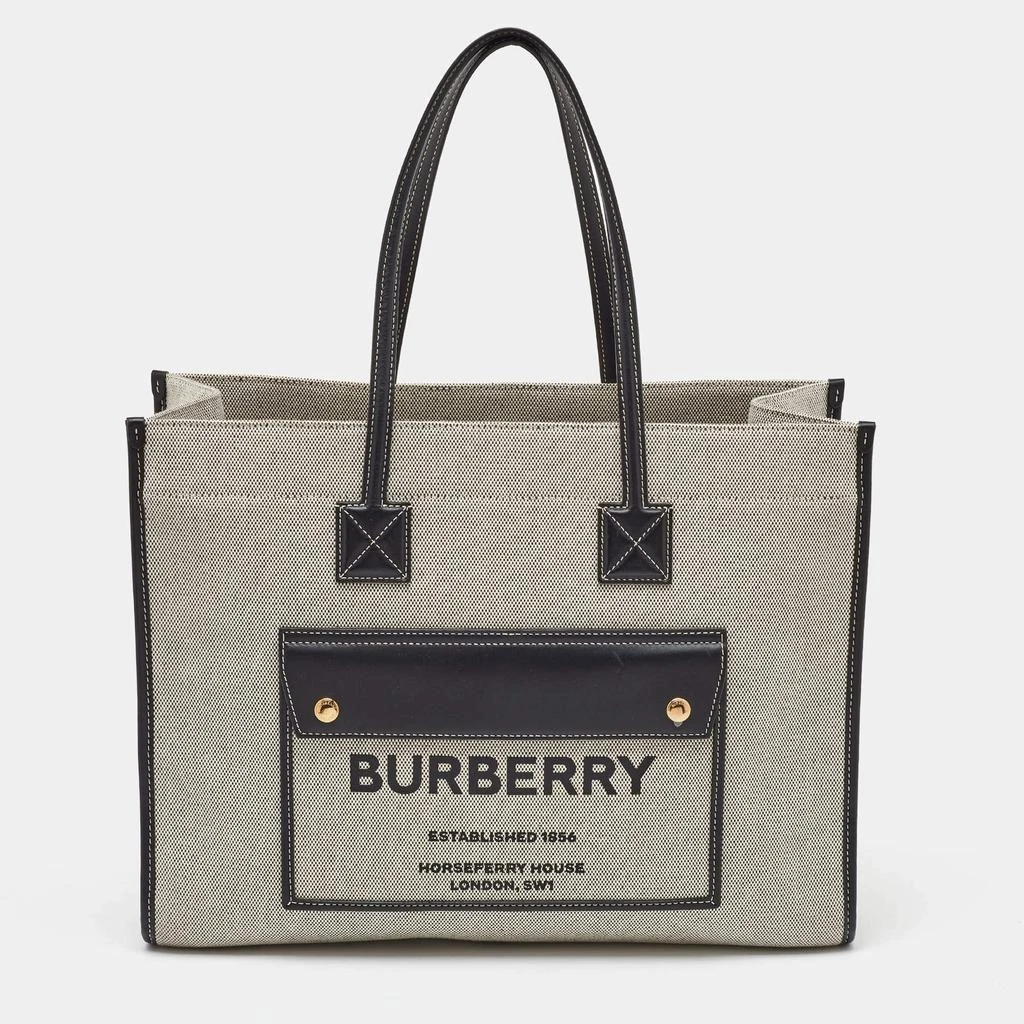 Burberry Burberry Black/Grey Canvas and Leather Medium Freya Tote 1