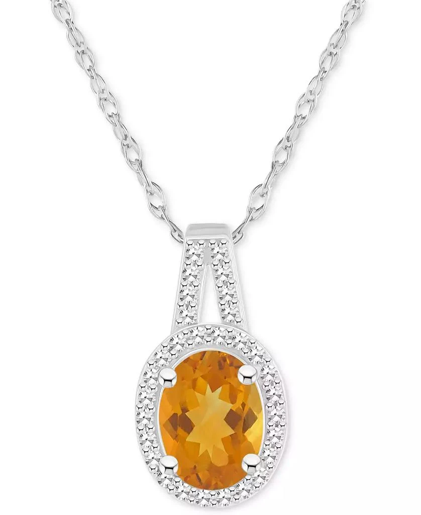 Macy
s Amethyst (1-1/5 ct. t.w.) 
Diamond (1/6 ct. t.w.) Oval Halo 18" Pendant Necklace in Sterling Silver (Also in Citrine, Garnet, Peridot, 
Blue Topaz)