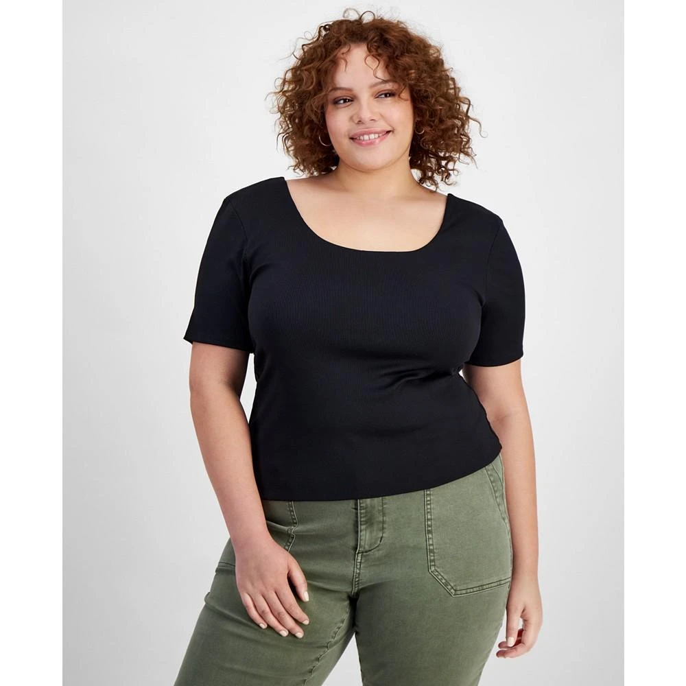 And Now This Trendy Plus Size Second Skin Scoop-Neck Top