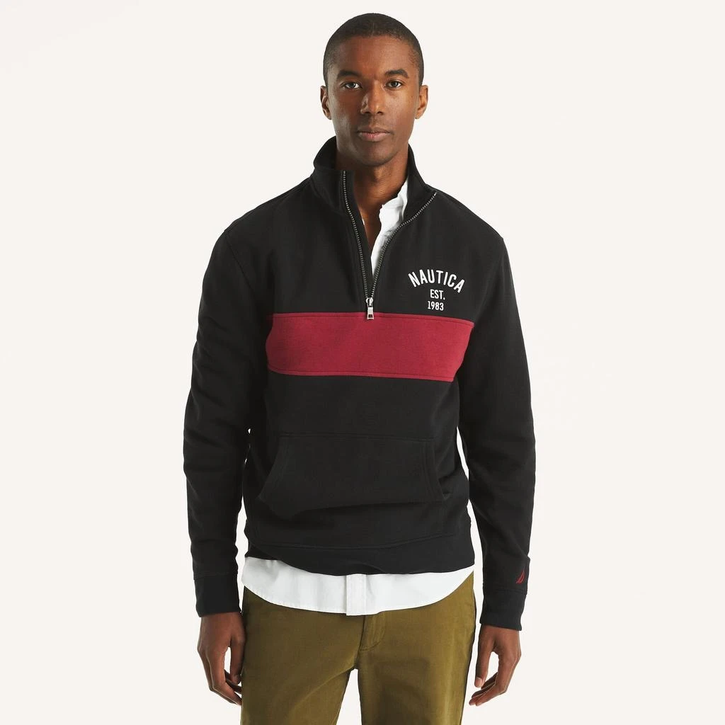 Nautica Mens Quarter-Zip Colorblock Sweatshirt 4