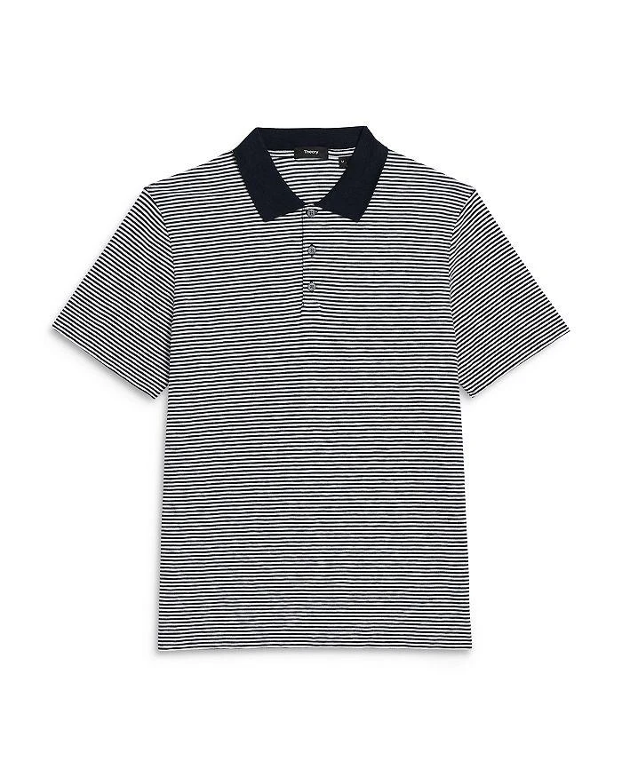 Theory Bron D Cotton Textured Stripe Regular Fit Polo Shirt 4