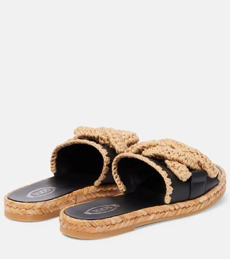 Tod's Kate leather and jute slides 3