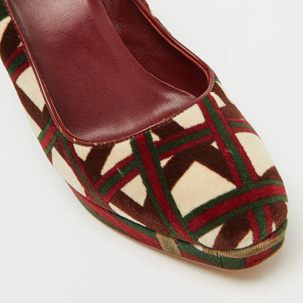 Gucci Gucci Multicolor Pattern Velvet Platform Wedge Pumps Size 39.5 8