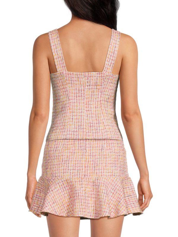 Lea & Viola ​Textured Tweed Button-Front Tank Top