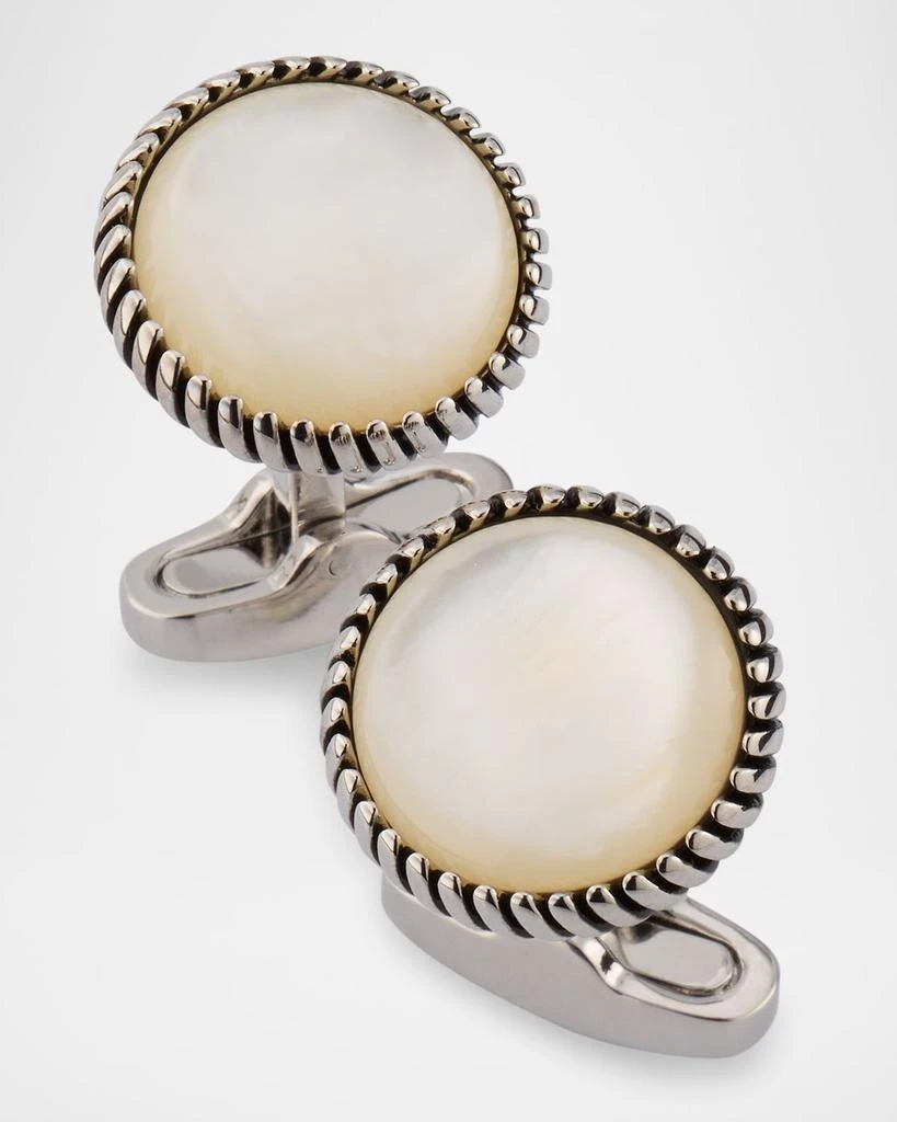 Link Up Men's Mother Of Pearl Rope-Border Cufflinks 3